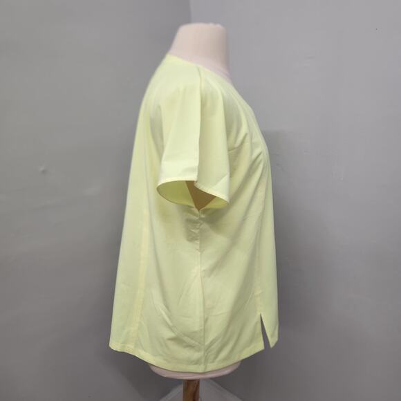 ATHLETA BOULEVARD V-NECK TEE T-SHIRT Size 1X Neon Yellow Green - Picture 3 of 10